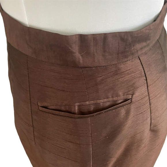 Harve Bernard Brown Satin Pencil Skirt Size 6 - Picture 5 of 8